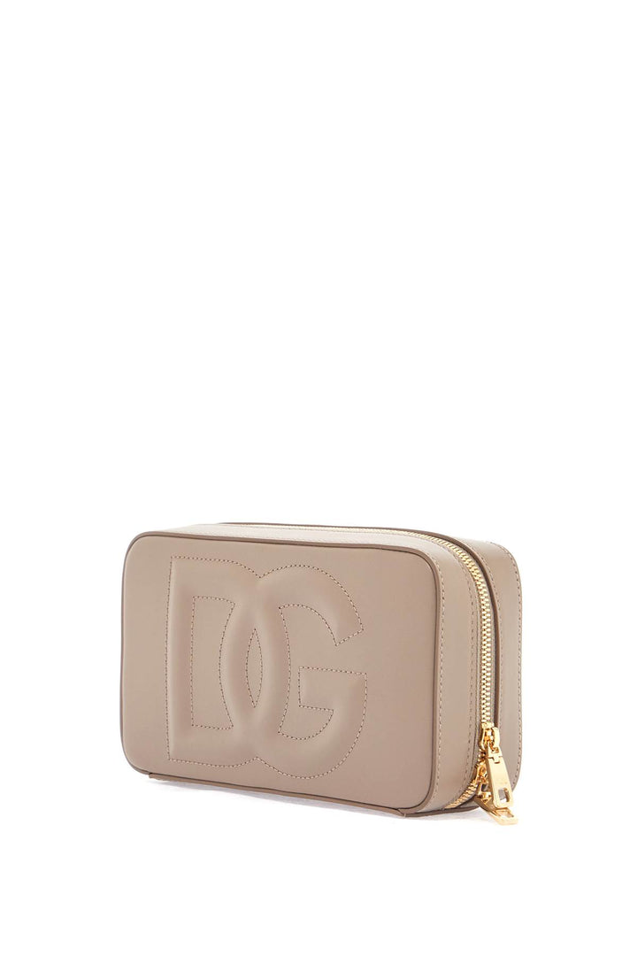 taupe leather shoulder bag with gold zip-2