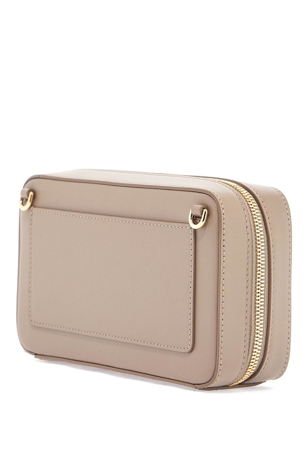 taupe leather shoulder bag with gold zip-1