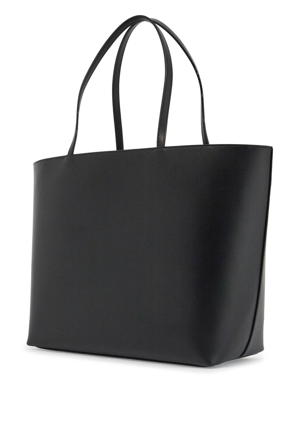 black calfskin shopping bag with embossed logo-1