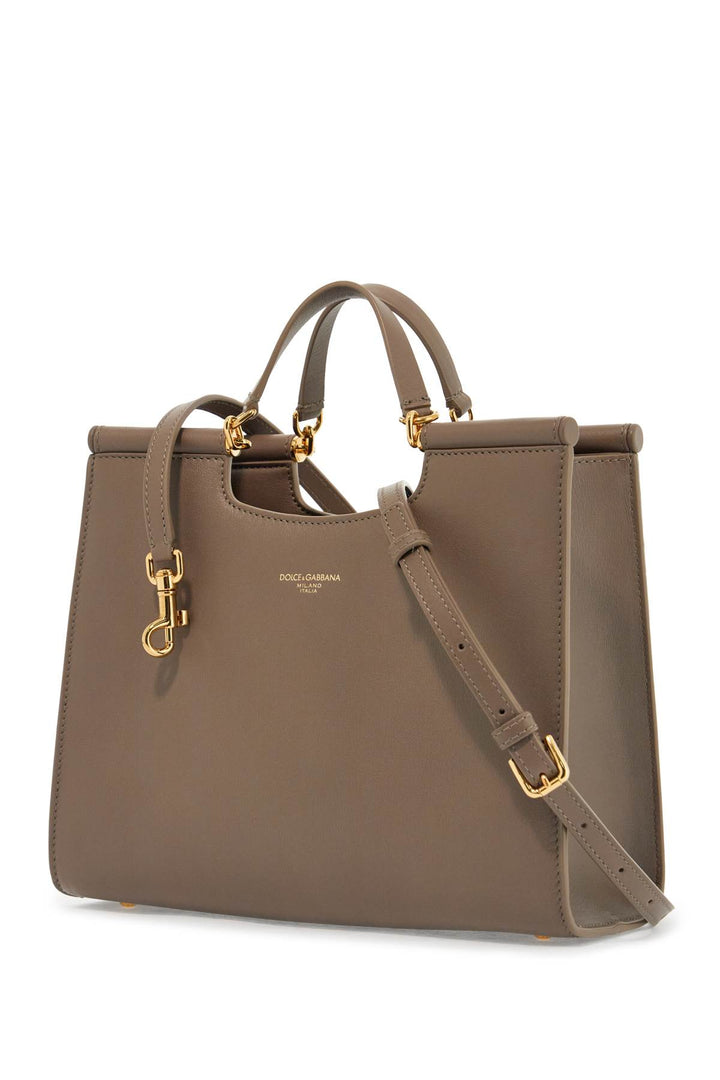 beige calfskin tote bag with adjustable shoulder strap-2