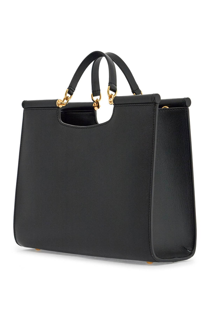 black calfskin tote bag with adjustable shoulder strap-1