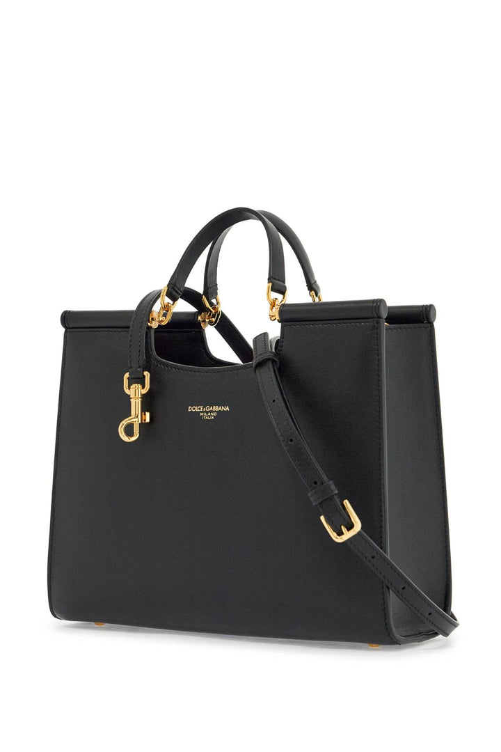 black calfskin tote bag with adjustable shoulder strap-2