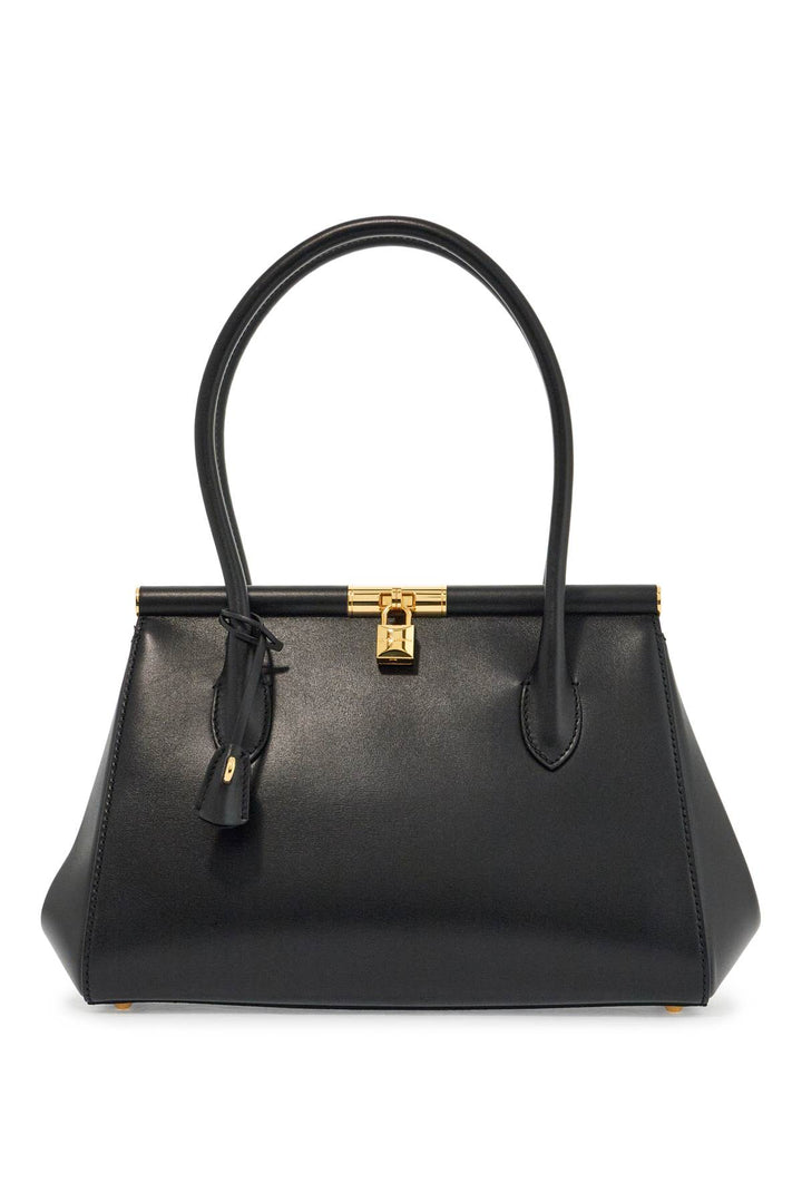 black calfskin handbag with snap closure-0