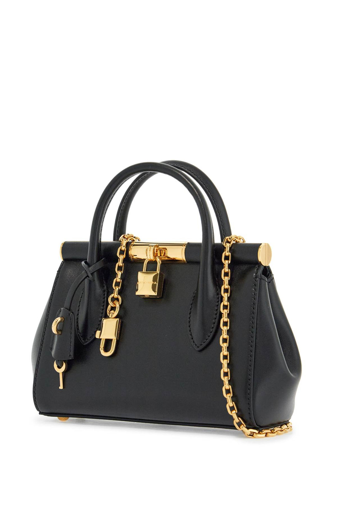 black calfskin handbag with gold chain-2