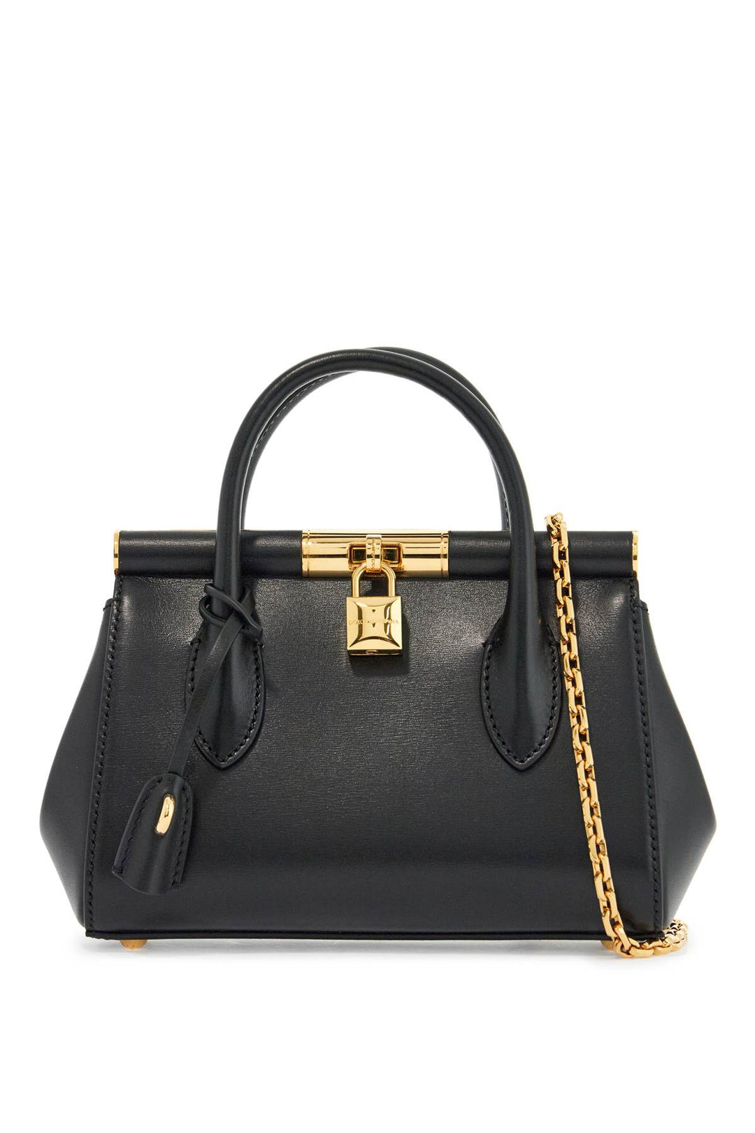 black calfskin handbag with gold chain-0