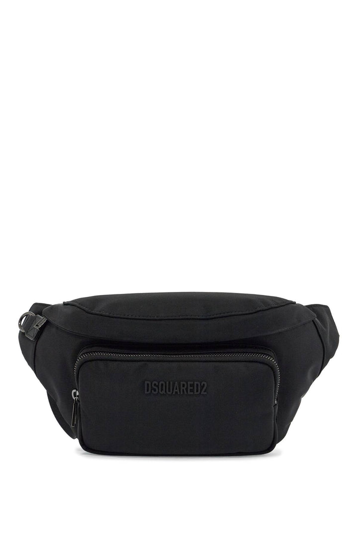 black waist bag in polyamide with adjustable shoulder strap-0