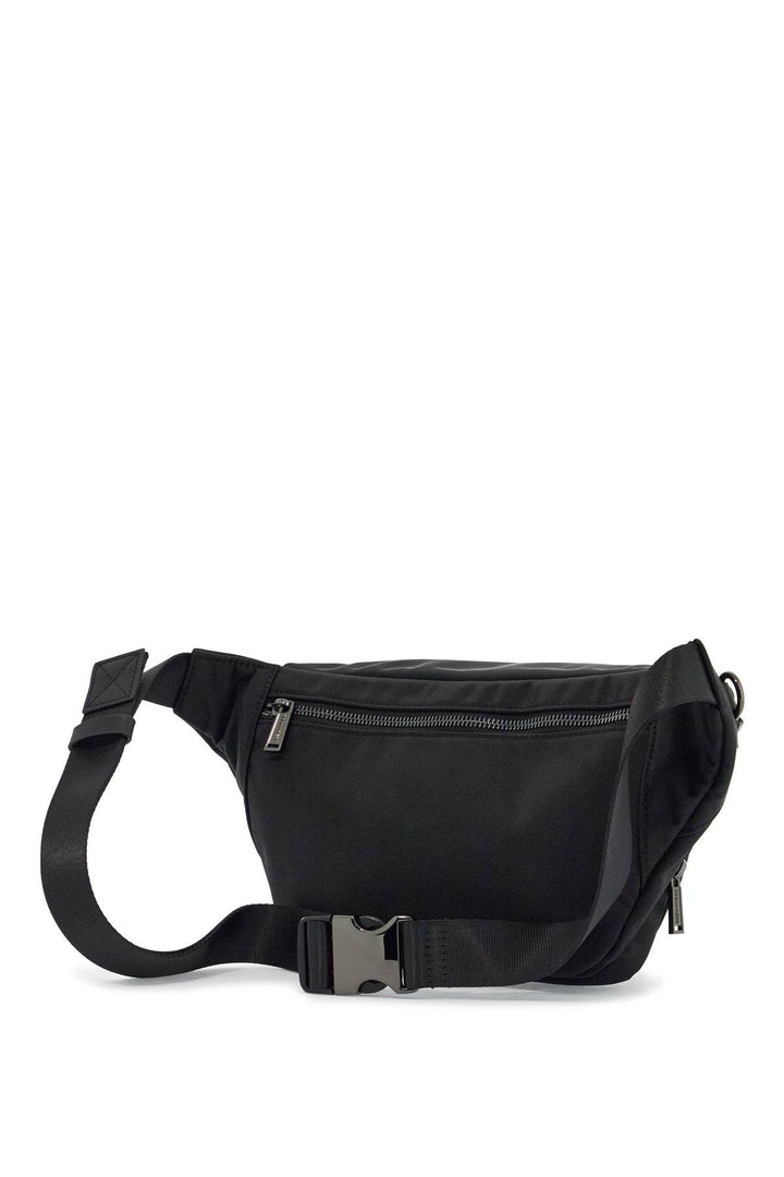 black waist bag in polyamide with adjustable shoulder strap-1