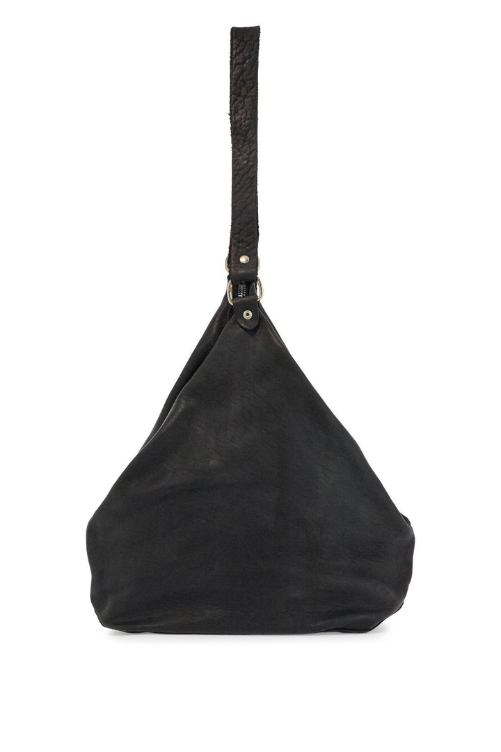 black horse leather triangular bag with zip closure-0