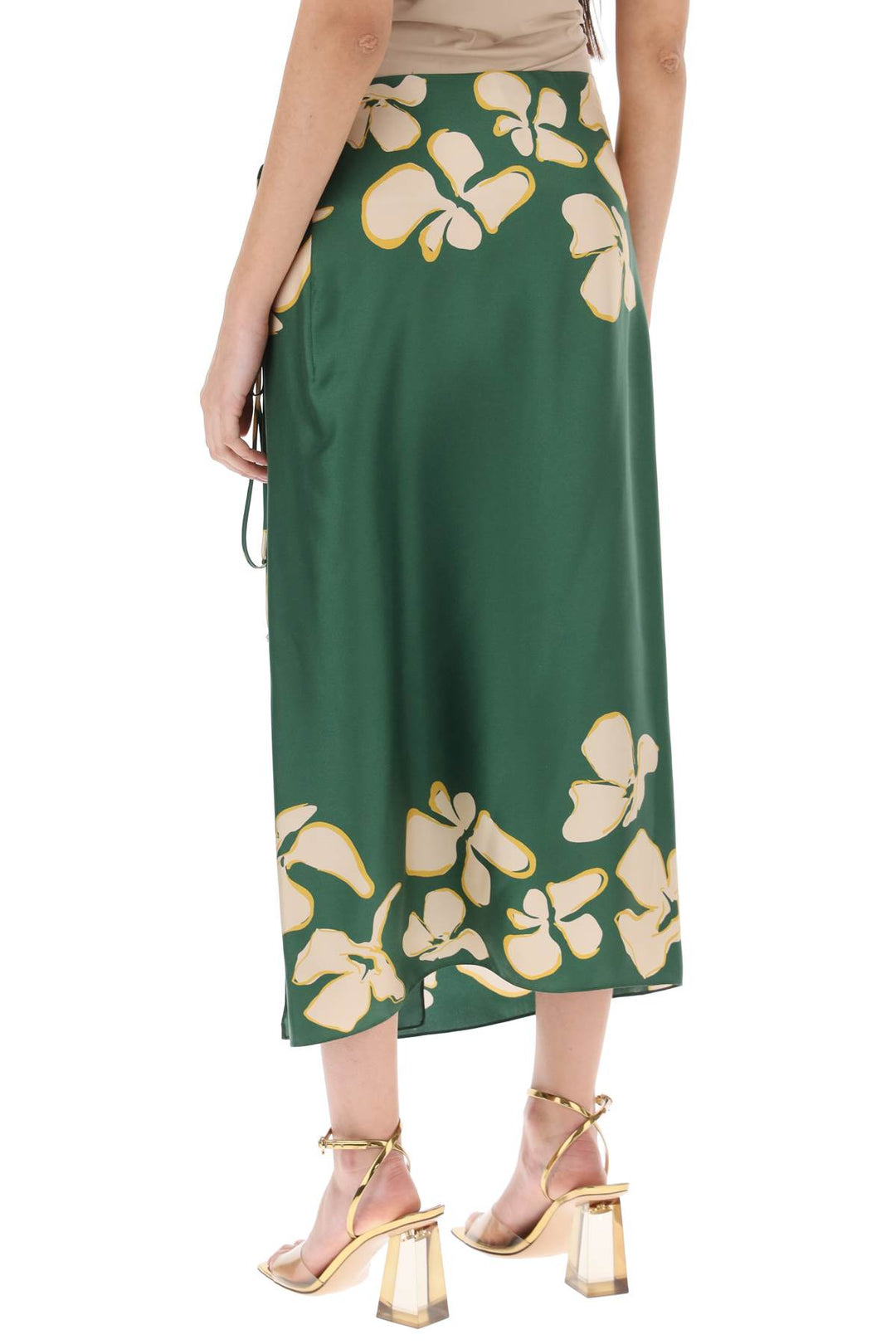 's silk floral wrap skirt-2