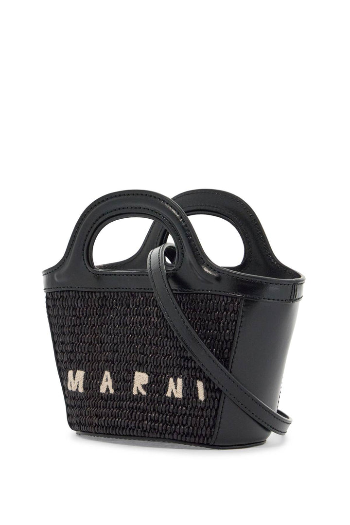 black woven cotton and nylon handbag with leather details and removable shoulder strap-2