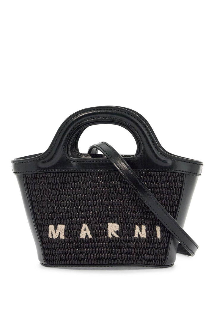 black woven cotton and nylon handbag with leather details and removable shoulder strap-0