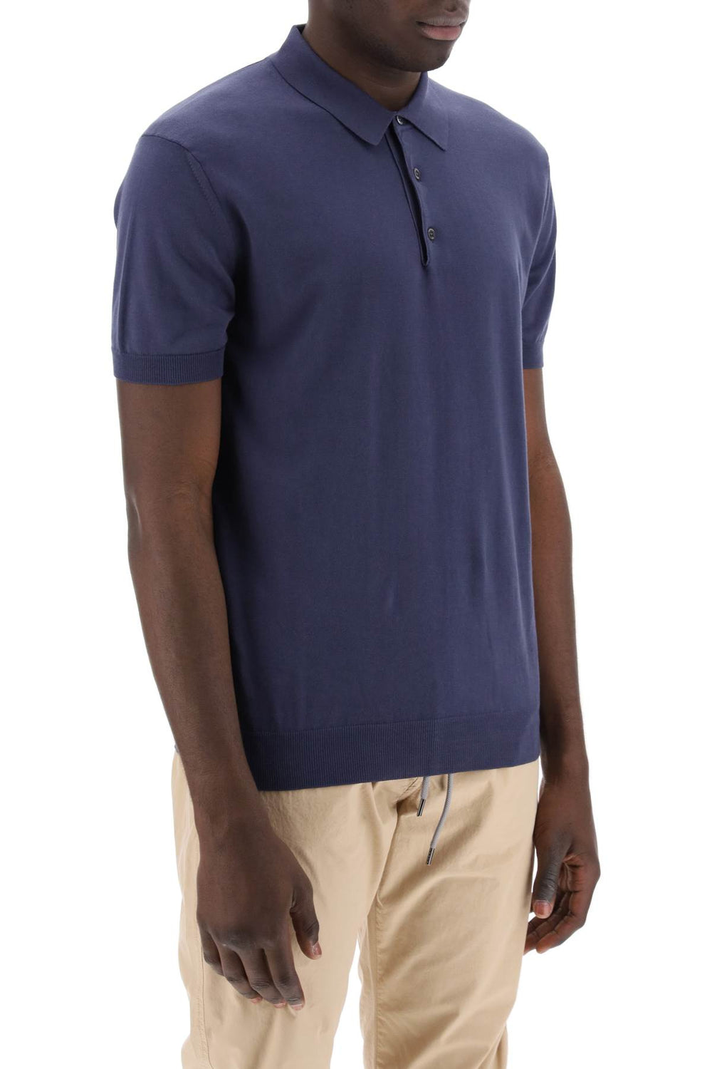 cotton knit polo shirt-1