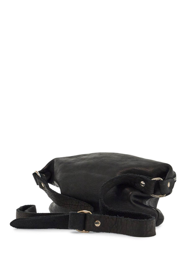 medium black horse leather fanny pack with adjustable strap-1