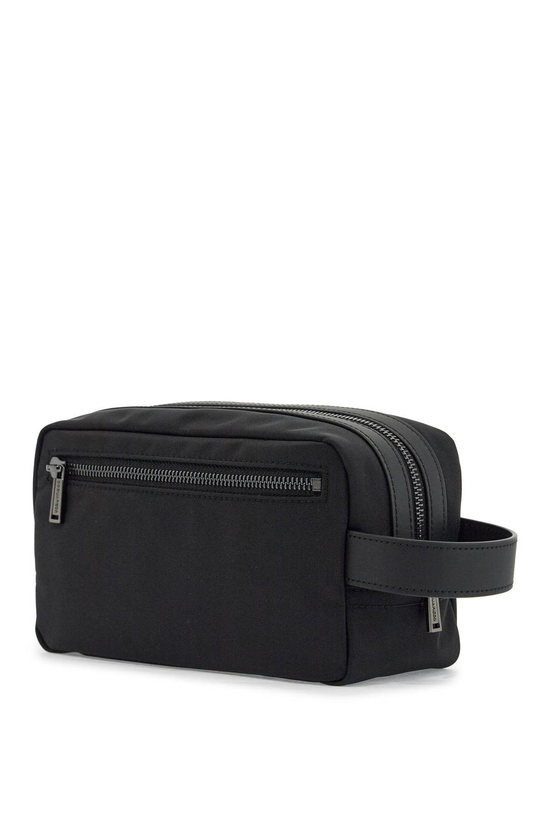 black rectangular beauty case in polyamide with side handle and zip-1