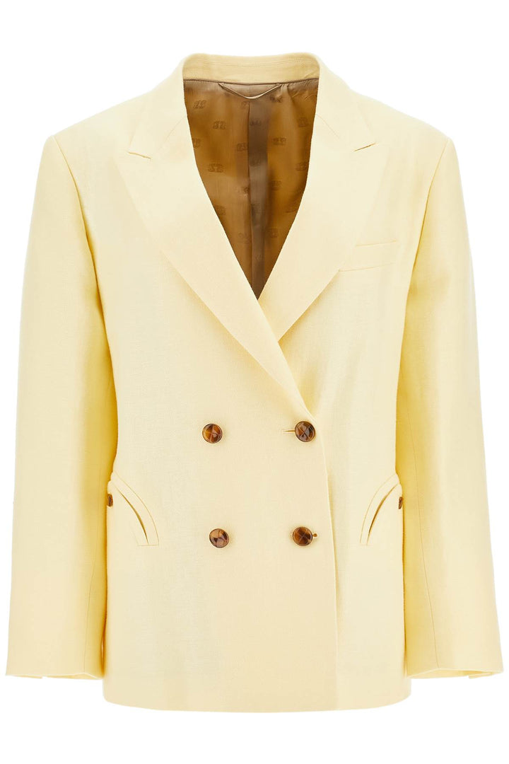 light yellow linen oversized blazer-0