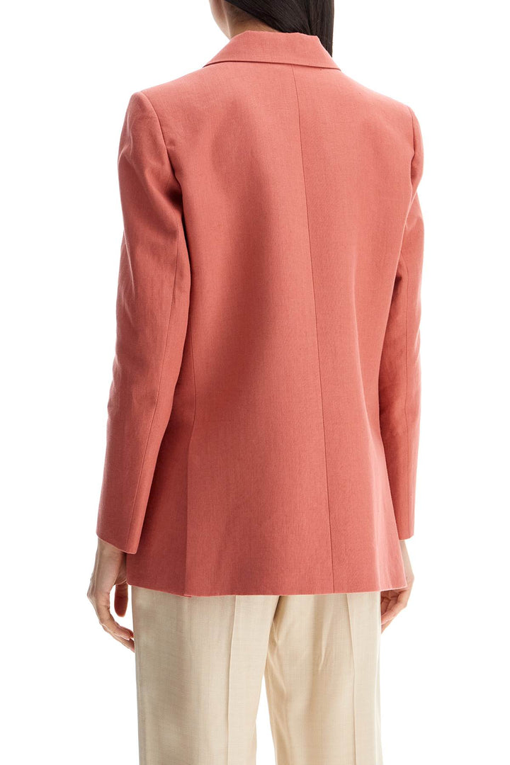 coral linen single-breasted blazer with turtle style buttons-2