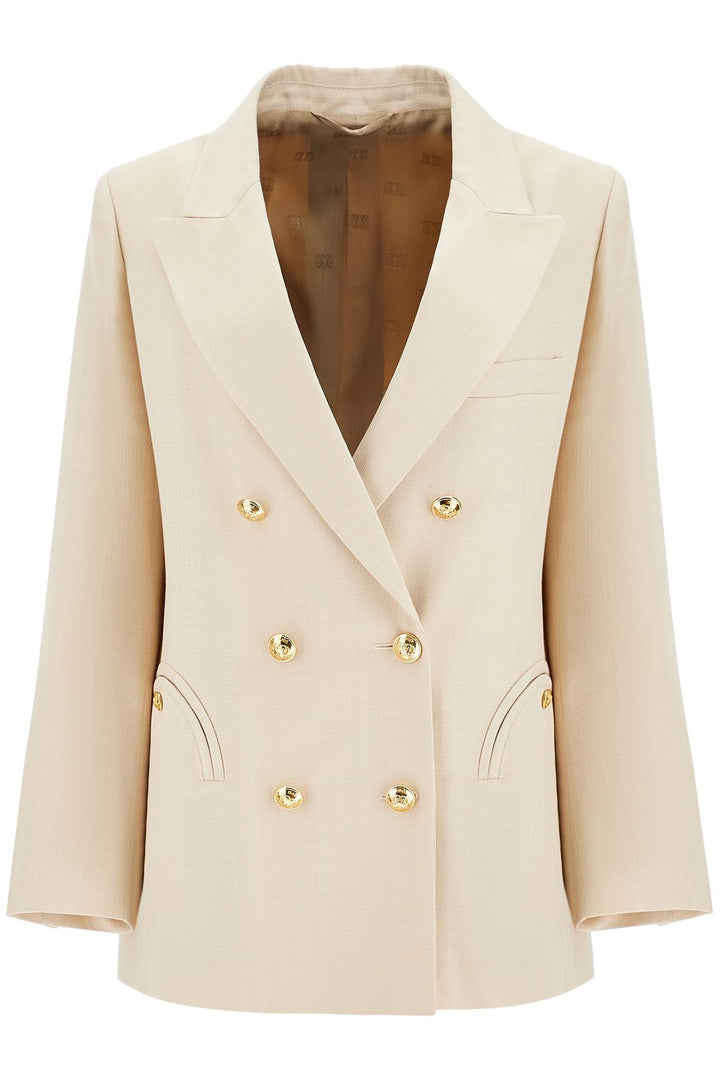 ivory double-breasted viscose blazer-0