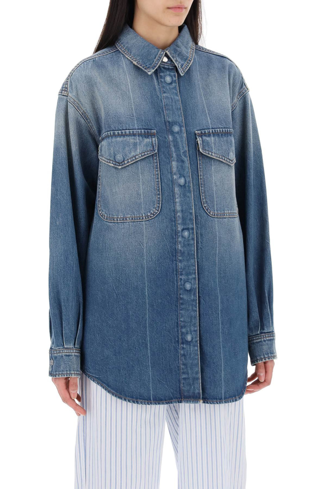 denim overshirt made of recycled cotton blend-1