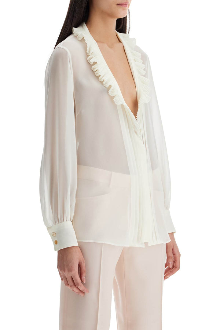 cream silk shirt with ruffled collar and mother-of-pearl buttons-1