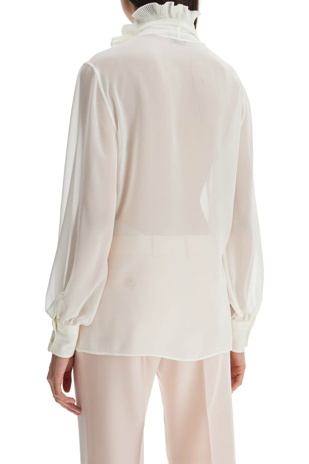 cream silk shirt with ruffled collar and mother-of-pearl buttons-2