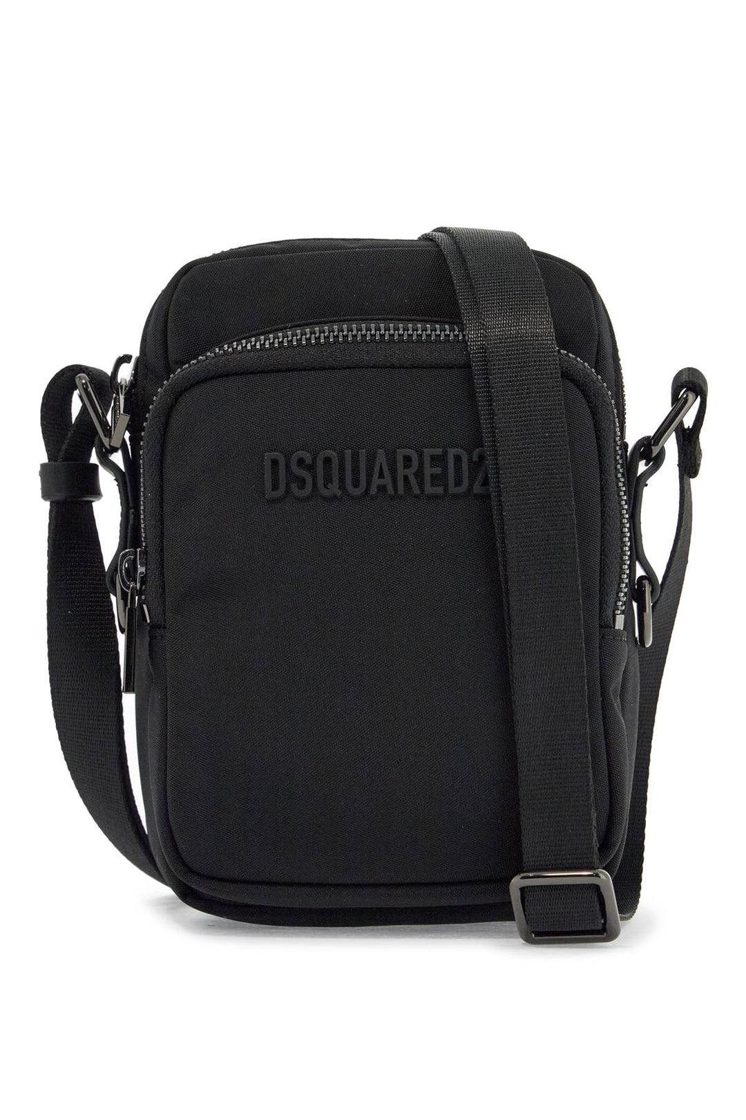 black minimalist crossbody bag in polyamide-0