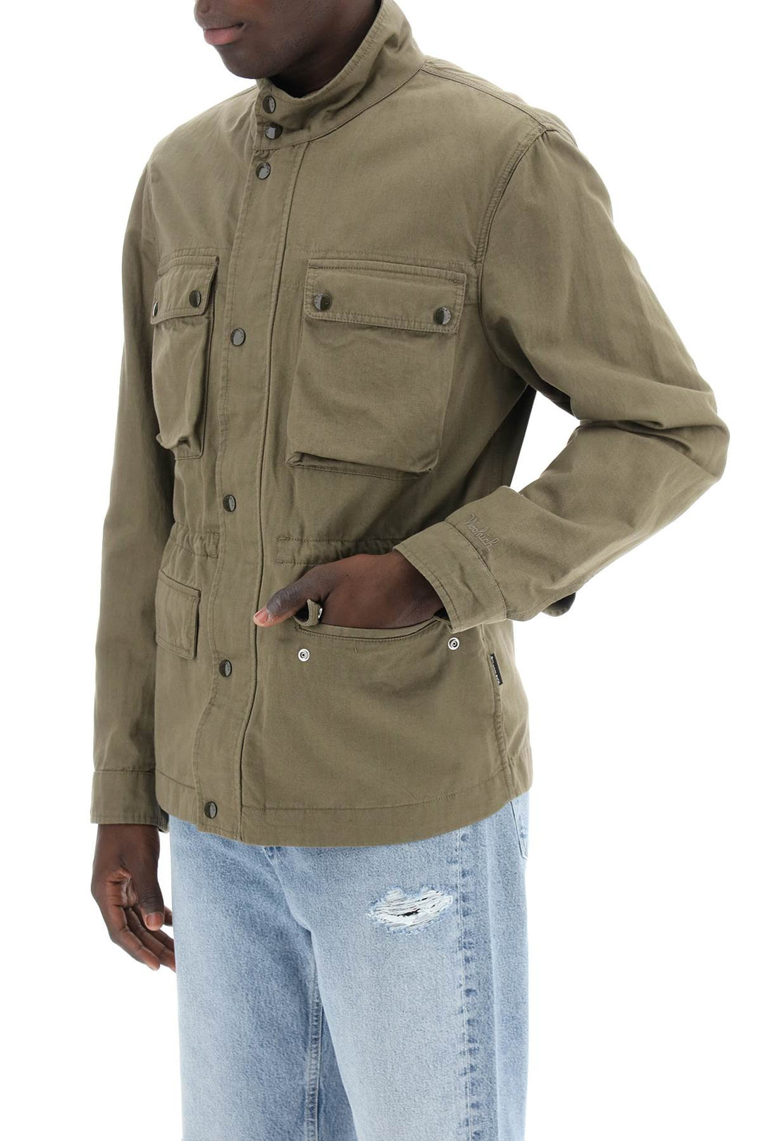 "field jacket in cotton and linen blend"-3