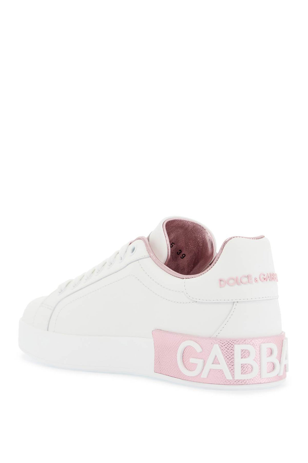 white and pink low-top sneakers for women in calfskin-2