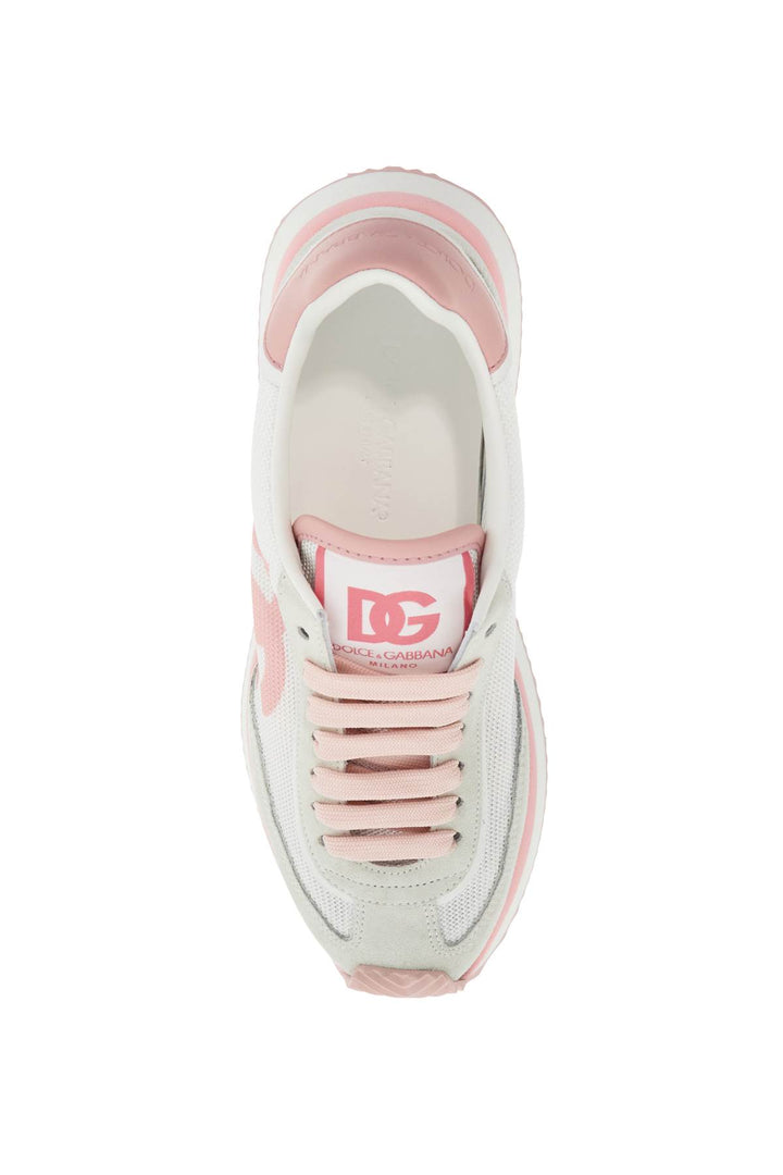 white and pink dg logo sneakers-1