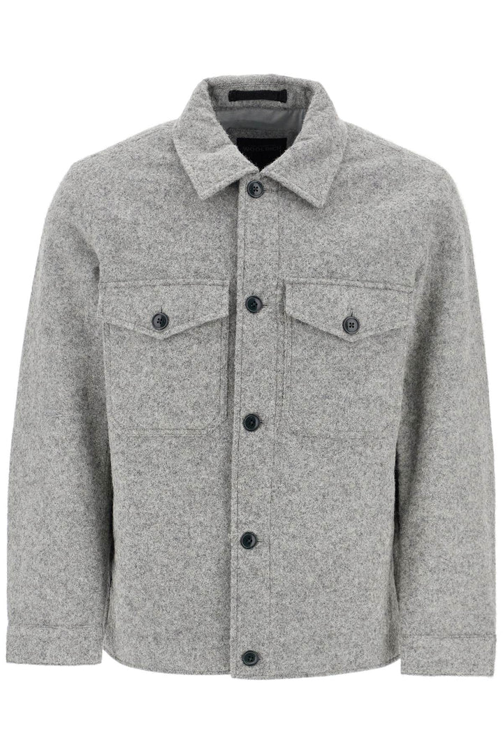 reflective wool blend shirt jacket-0