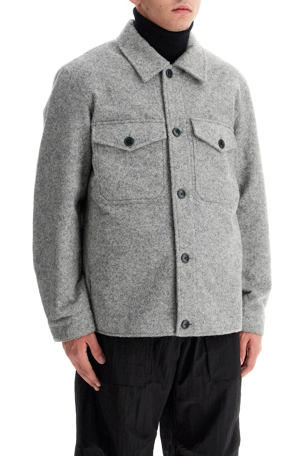 reflective wool blend shirt jacket-1