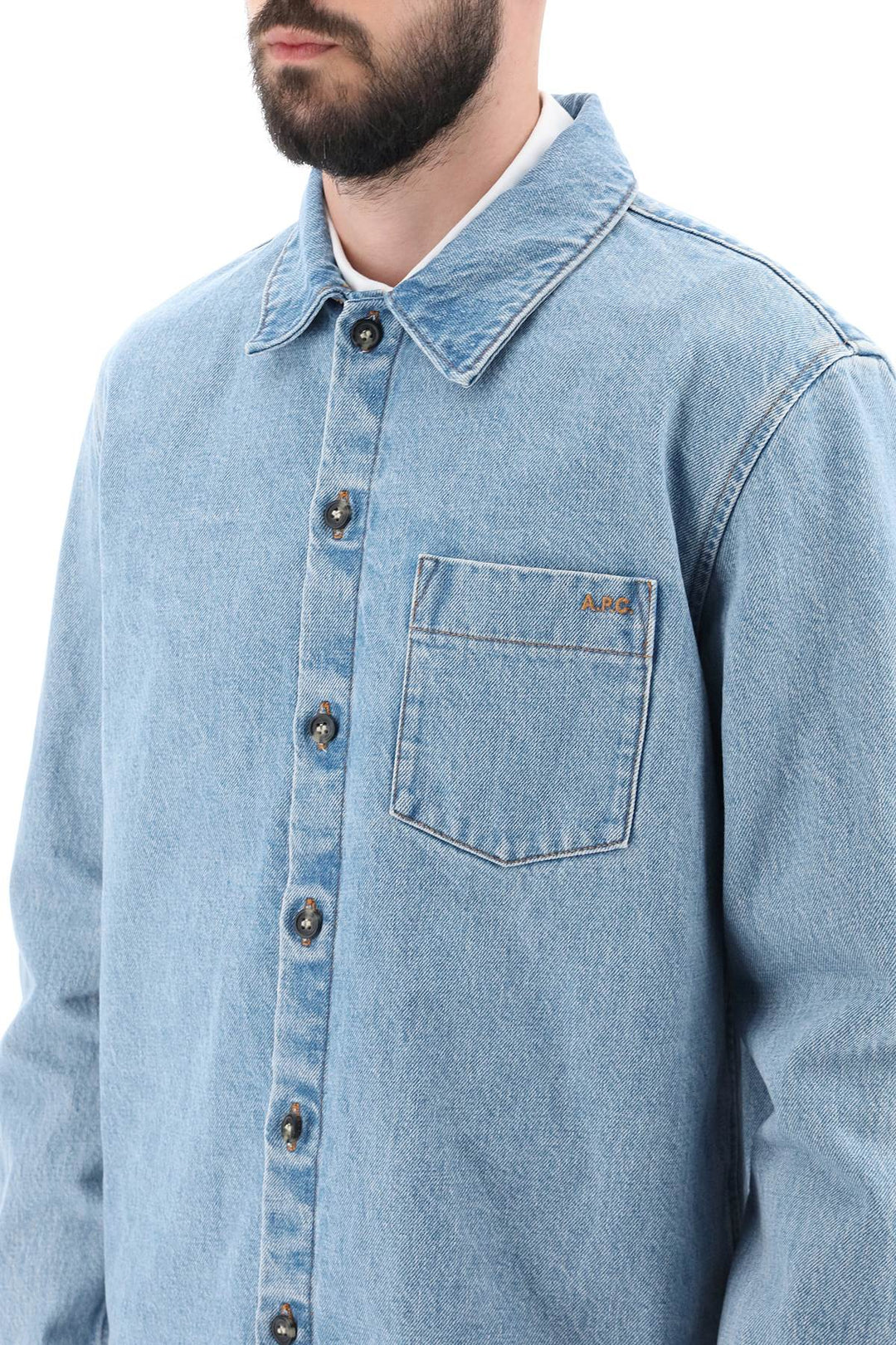 vittorio brodee poitrine denim overshirt-3