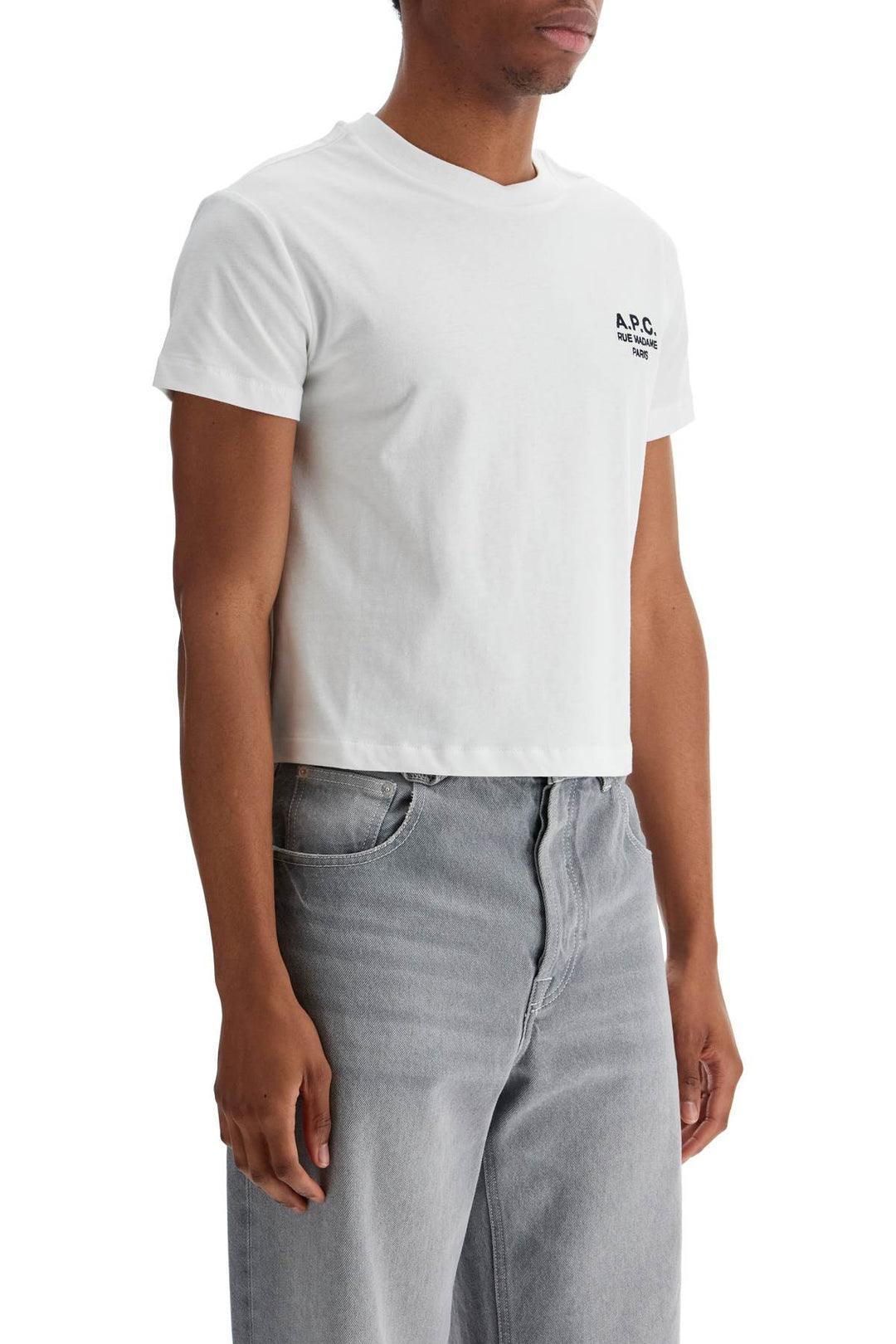 unisex boxy t-shirt in organic cotton white short sleeves-2