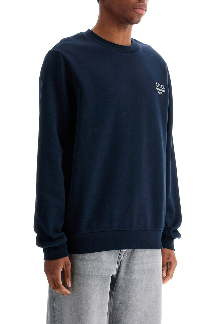 unisex dark blue organic cotton sweatshirt with embroidered logo-2