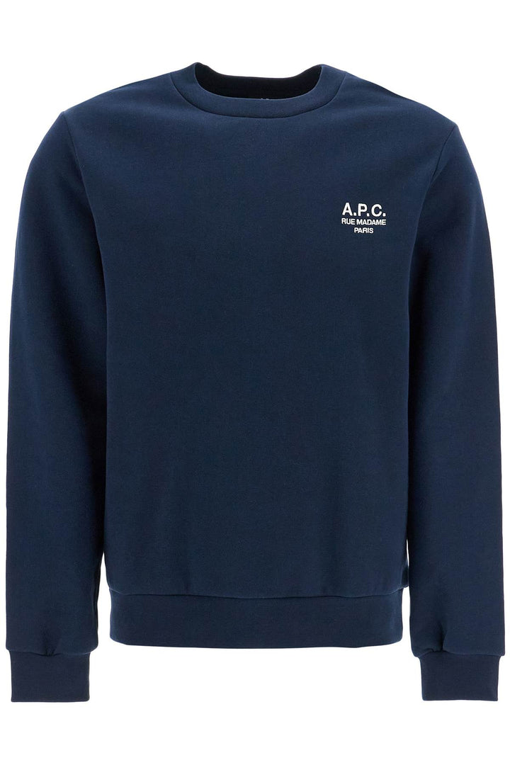 unisex dark blue organic cotton sweatshirt with embroidered logo-0