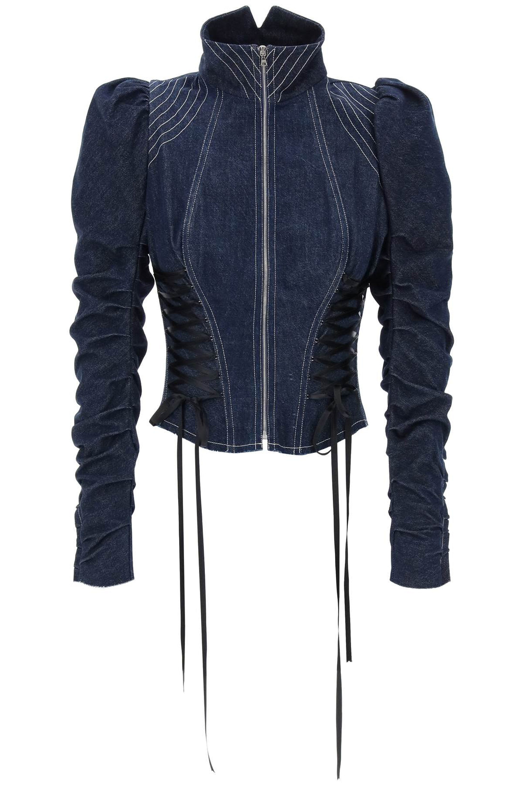 denim jacket with corset detailing-0