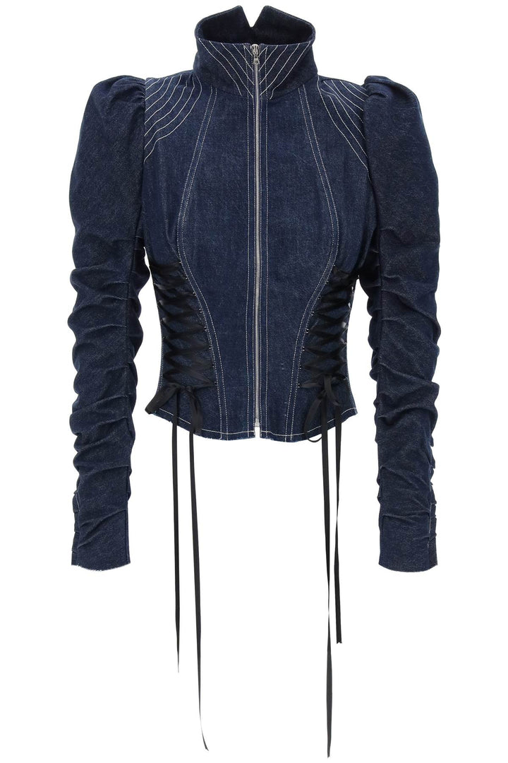 denim jacket with corset detailing-0