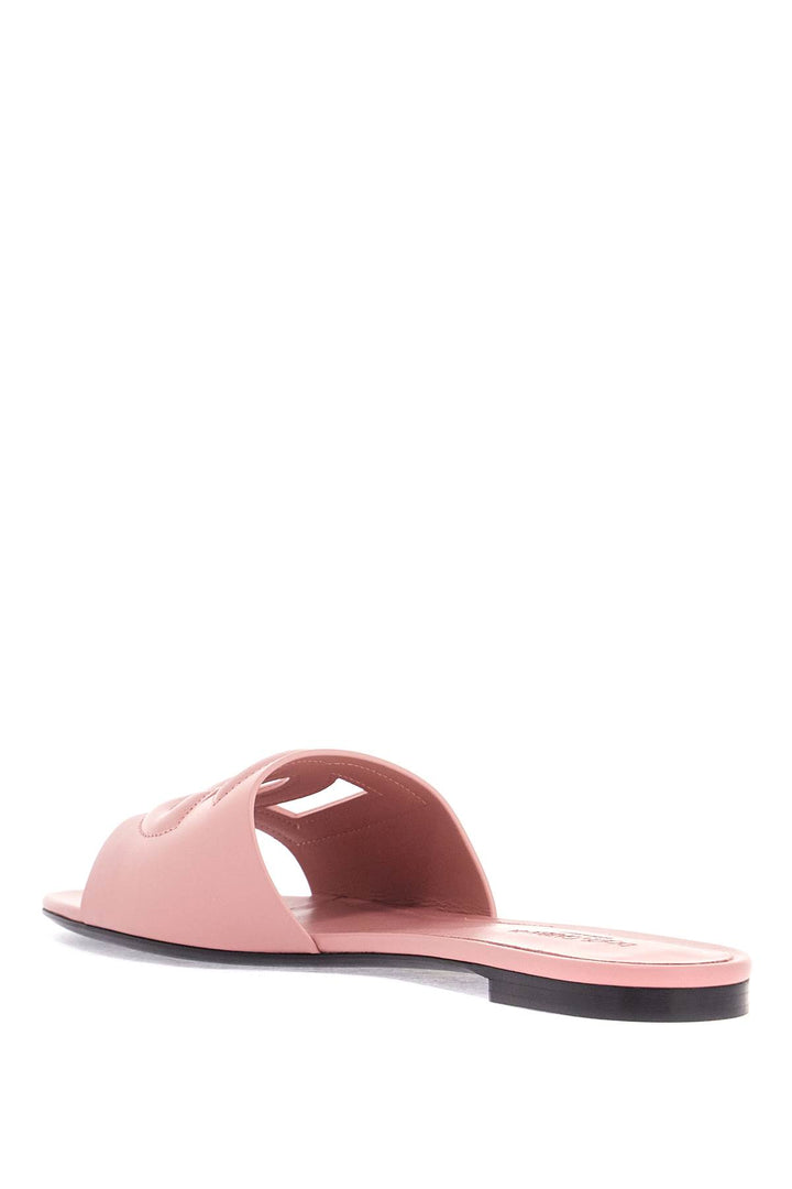 flat slipper in pink calfskin with embossed dg logo-2