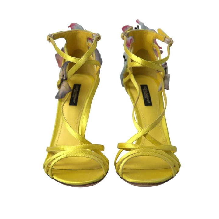 Yellow Butterfly Applique Sandals Shoes