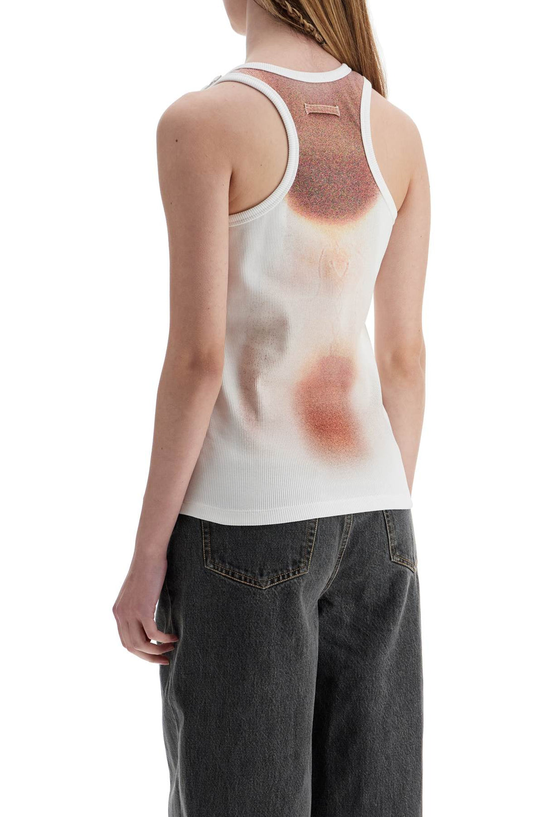 white cotton top with leather print le classique-2