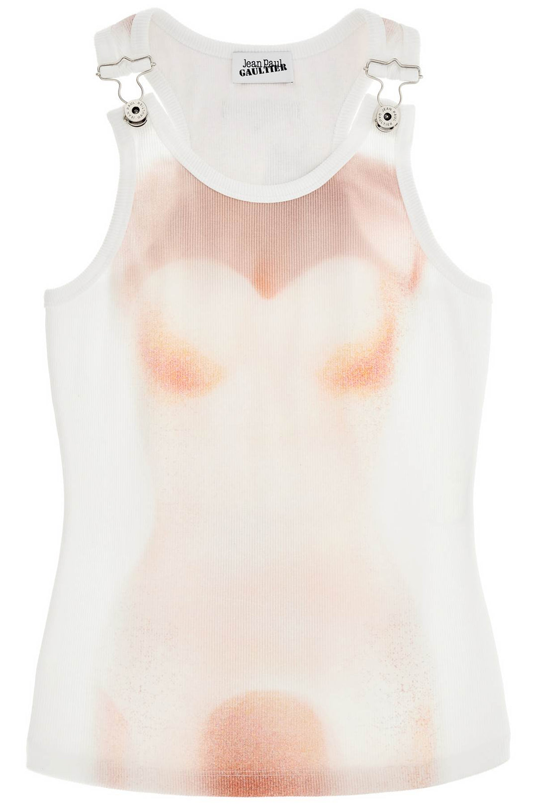 white cotton top with leather print le classique-0