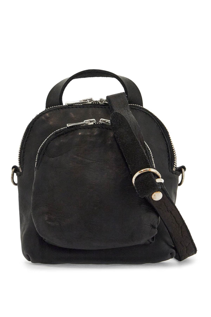 mini backpack in black horse leather with handle and straps-0