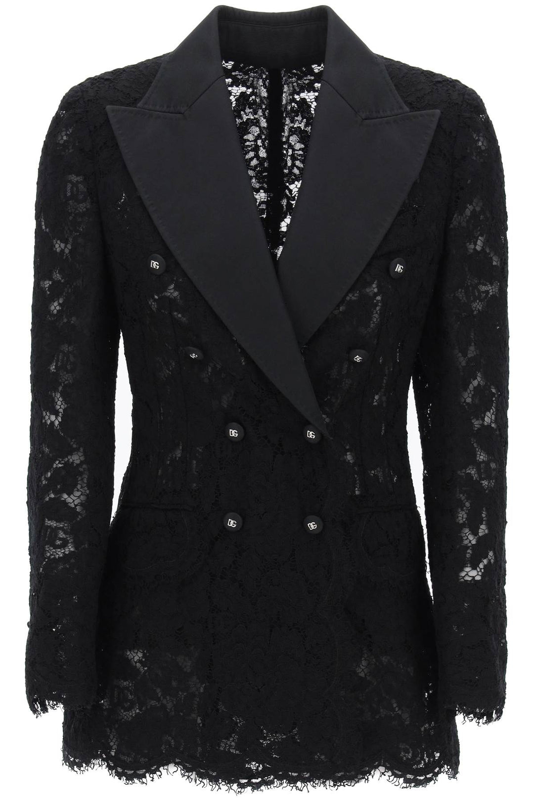 turlington double-breasted lace blazer-0