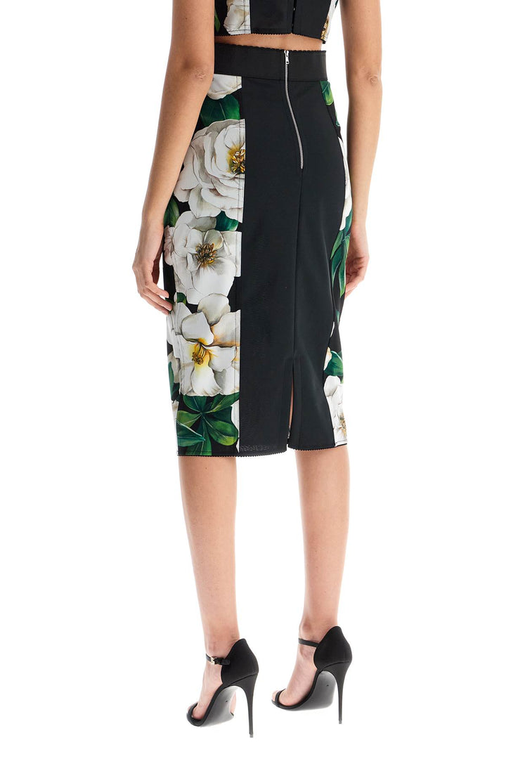 black floral synthetic knee-length skirt-2