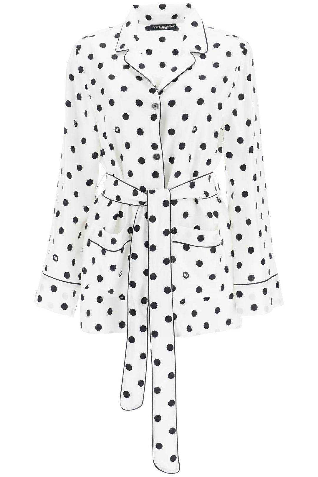 silk polka dot pajama shirt-0