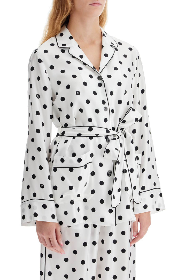 silk polka dot pajama shirt-1