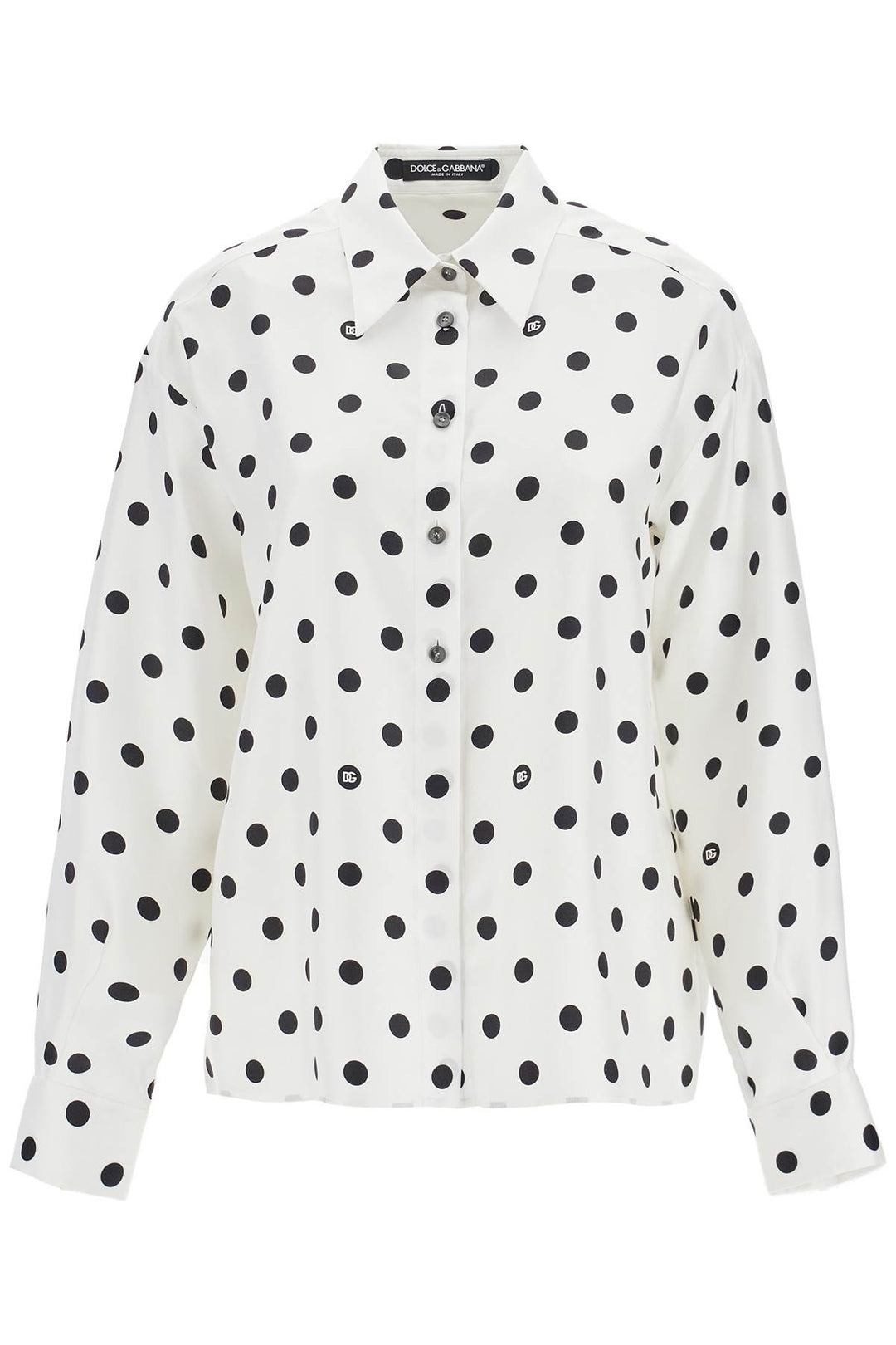 silk polka dot print blouse-0