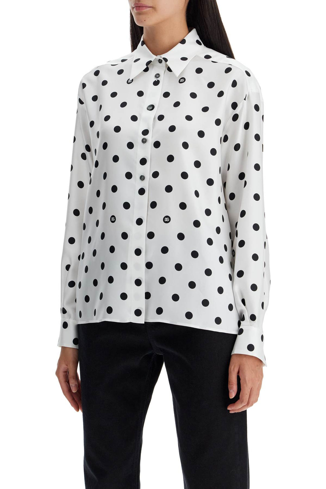 silk polka dot print blouse-3