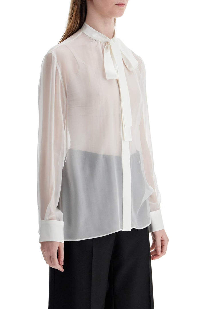 optical white silk shirt with mandarin collar-1