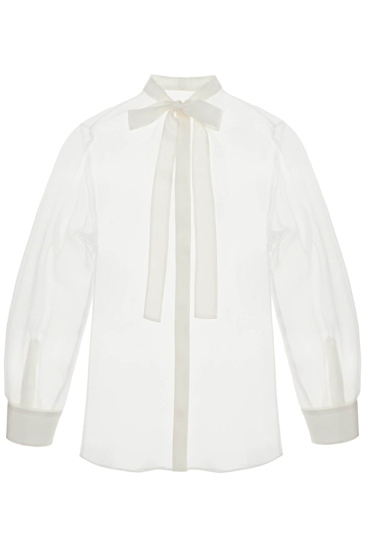 optical white silk shirt with mandarin collar-0