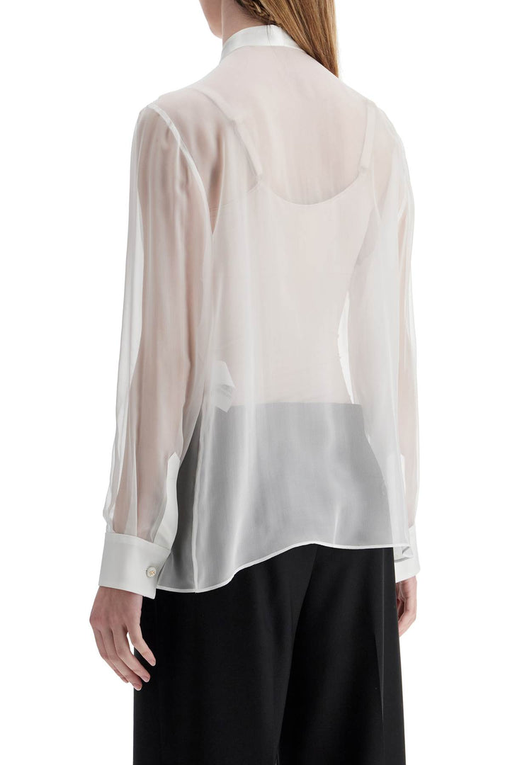 optical white silk shirt with mandarin collar-2